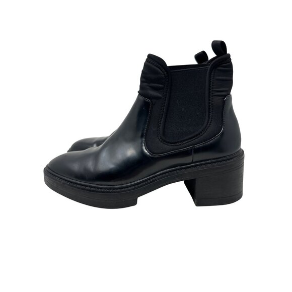 Zara Chelsea Lug Sole Chunky Heel Platform Ankle Boot Black Size 37 - Picture 5 of 11